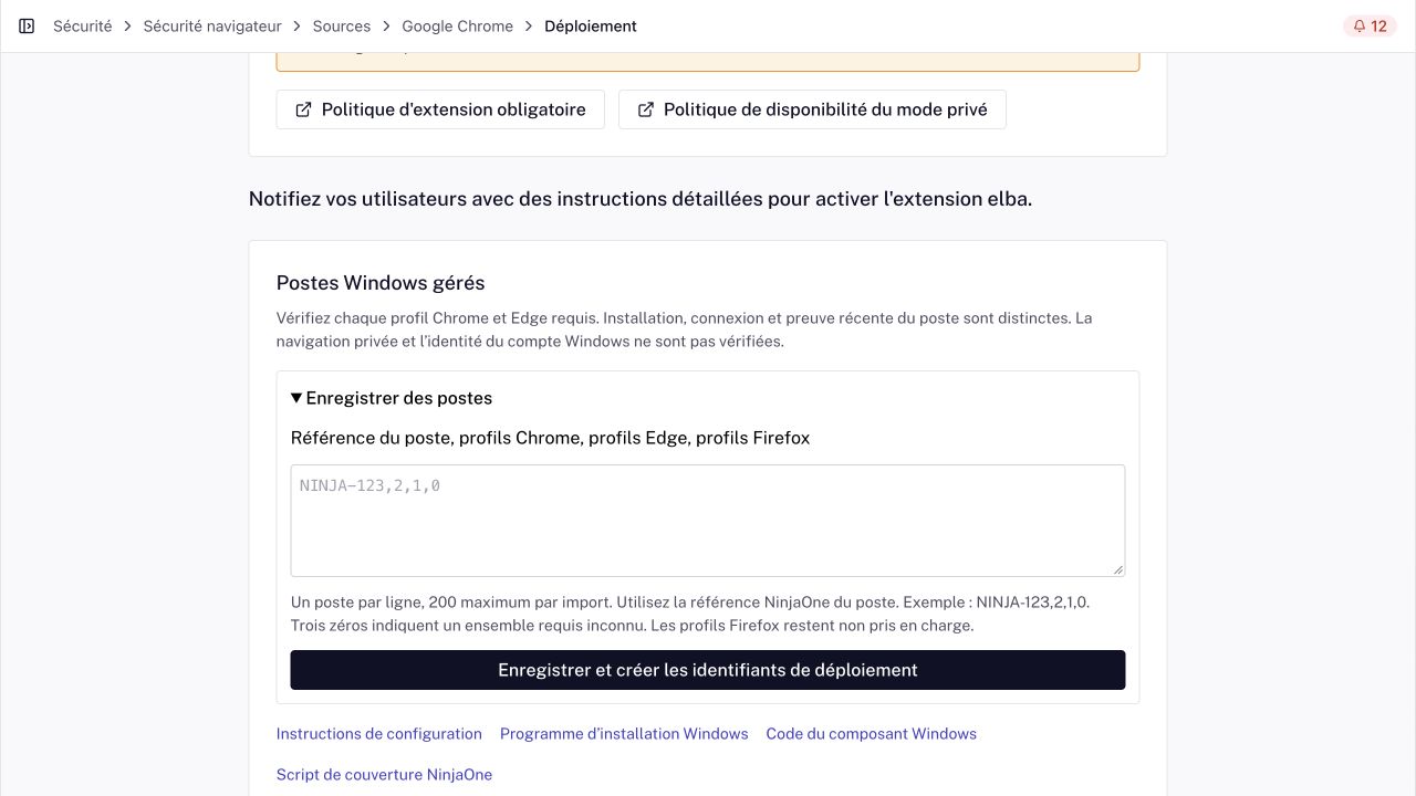 Enregistrer les postes attendus et les nombres de profils dans Déploiement
